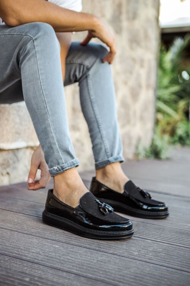 MN002 - RST Loafer Verniciata Erkek Ayakkabı SIYAH