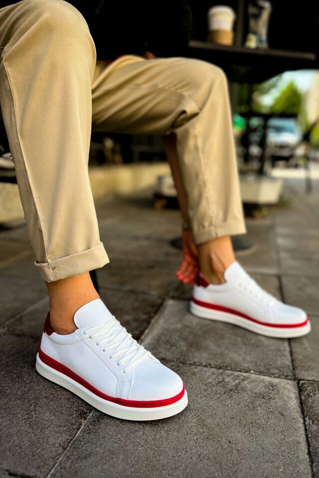 MN979 - Santoni GBT Spor Erkek Ayakkabı BEYAZ/KIRMIZI