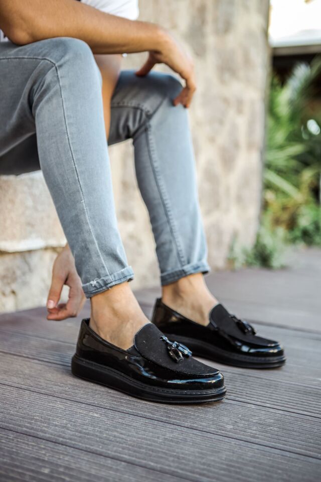 MN002 - RST Loafer Verniciata Erkek Ayakkabı SIYAH