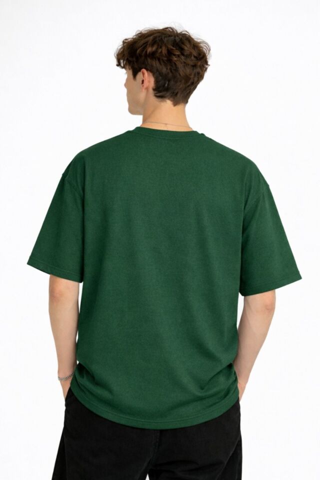 Panda - Baskılı Oversize Tişört HAKI